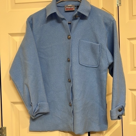 Vintage OBERMEYER‎ button up baby blue fleece girls size medium - Picture 1 of 6